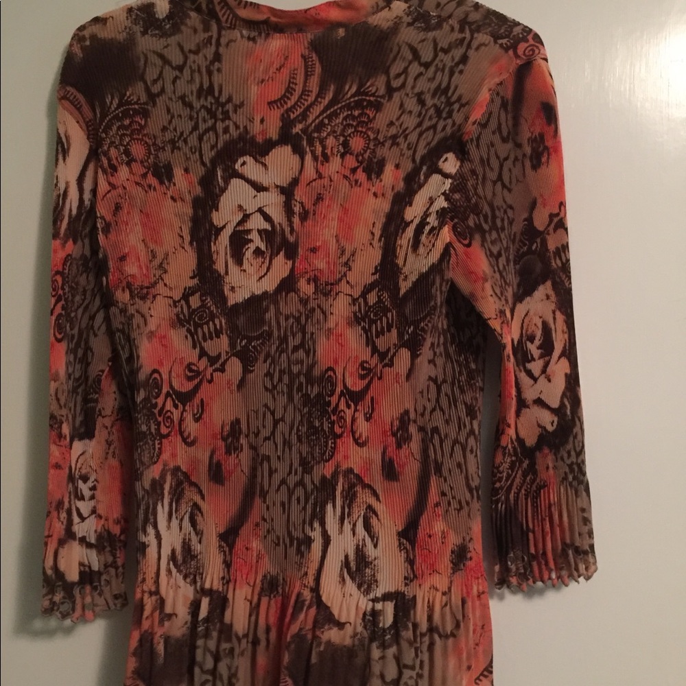 Orange, Brown and Peach Stretchy Blouse 100% poly